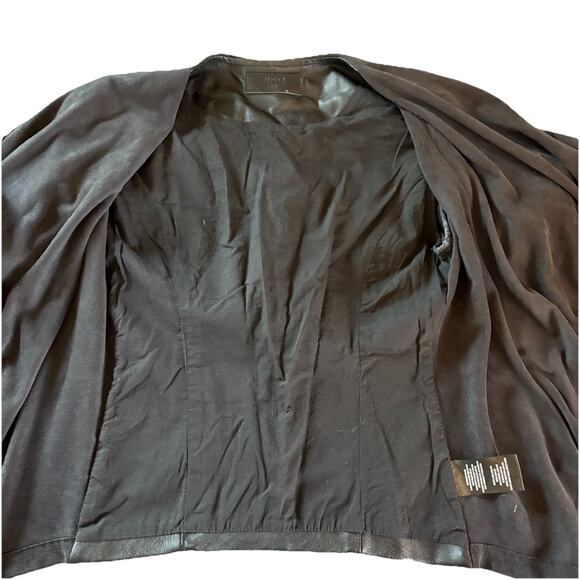 BLANKNYC Private Practice Mixed Media Black Drape Front Asymmetrical Jacket Sz S - Picture 8 of 13